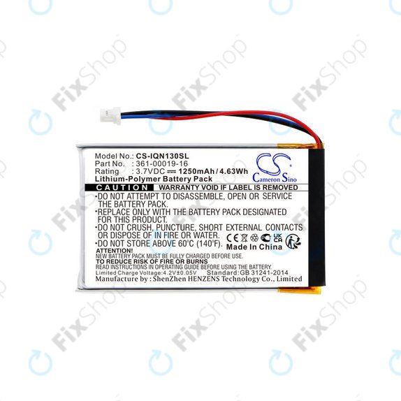 Batteria per Garmin Nüvi 1300, 1350, 1370, 1390, 1490, 361-00019-16, Li-Pol, 1250mAh, 3.7V, HQ
