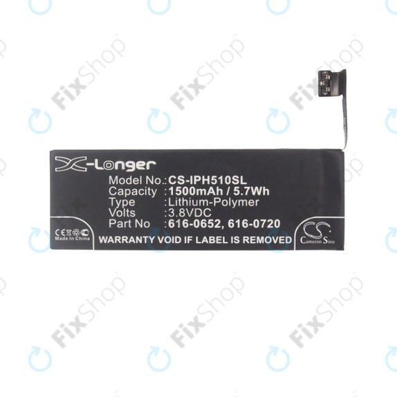 Batteria per iPhone 5S, 5C, 616-0652, 616-0720, 1500mAh, HQ