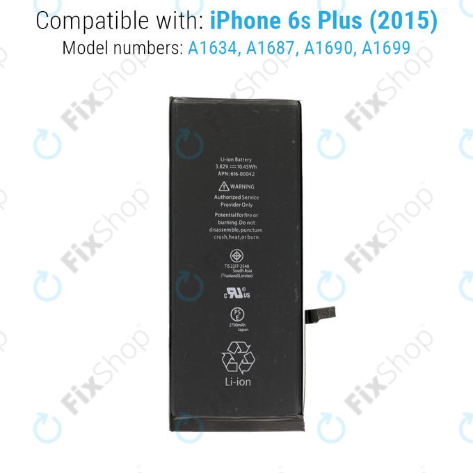 Batteria per iPhone 6S Plus, 2750mAh