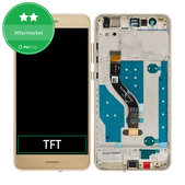 Schermo per Huawei P10 lite, Platinum Gold, Vetro touch con cornice