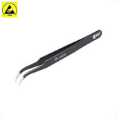Pinzetta metallica ESD con punta curva 117 mm, Best B-205ESD