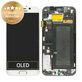 Schermo per Samsung S6 Edge G925F, White Pearl, Vetro touch con cornice, GH97-17162B, GH97-17317B, GH97-17334B, Genuine Service Pack