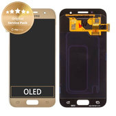 Schermo per Samsung A3 A320F (2017), Gold Sand, Vetro touch senza cornice, GH97-19732B, GH97-19753B, Genuine Service Pack