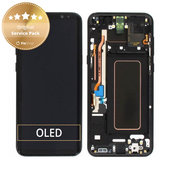 Schermo per Samsung S8 Plus G955F, Midnight Black, Vetro touch con cornice, GH97-20470A, GH97-20564A, GH97-20565A, Genuine Service Pack