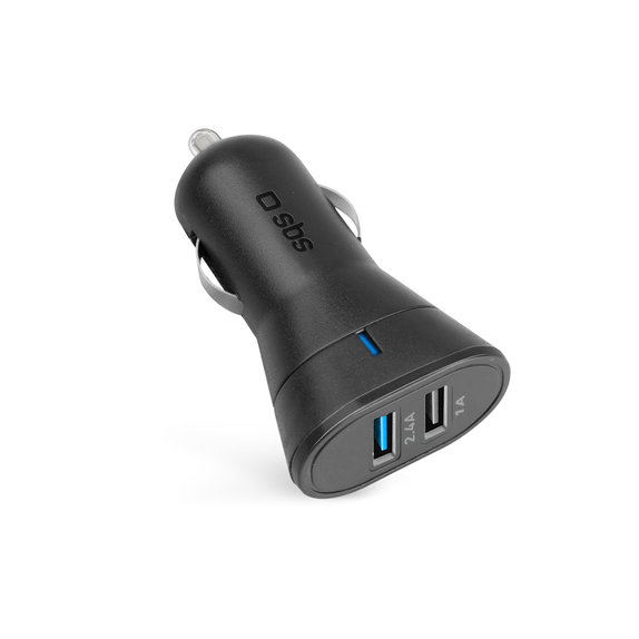 Caricatore da auto 2x USB 2.4A, Black, SBS