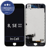 Schermo In-Cell per iPhone 8, SE (2020), SE (2022), Black, Vetro touch con cornice, FixPremium