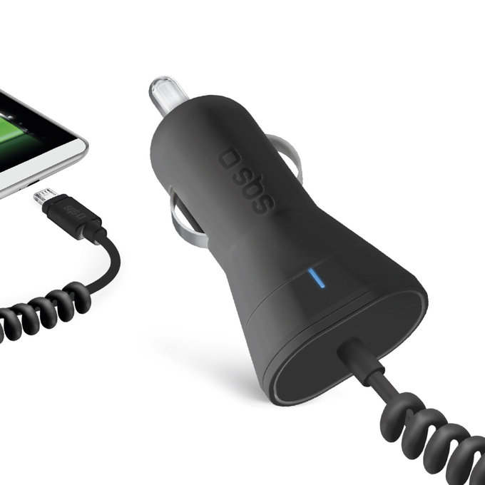 Caricatore da auto Micro-USB 2.1A, Black, SBS