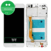 Schermo per Huawei P9 Lite Mini, Y6 Pro (2017), White, Vetro touch con cornice