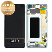 Schermo per Samsung S10 Plus G975F, Prism Green, Vetro touch con cornice, GH82-18849E, GH82-18834E, GH82-18857E, Genuine Service Pack