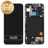 Schermo per Samsung A40 A405F, Black, Vetro touch con cornice, GH82-19672A, GH82-19674A, Genuine Service Pack