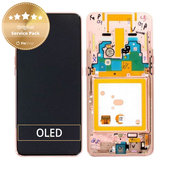 Schermo per Samsung A80 A805F, Angel Gold, Vetro touch con cornice, GH82-20348C, GH82-20368C, GH82-20390C, Genuine Service Pack