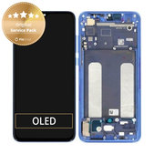 Schermo per Xiaomi Mi 9 Lite, Aurora Blue, Vetro touch con cornice, 561010033033, 5600040F3B00, Genuine Service Pack