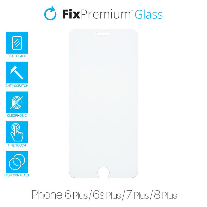 Vetro temperato per iPhone 6 Plus, 6s Plus, 7 Plus, 8 Plus, FixPremium