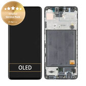 Schermo per Samsung A51 A515F, Prism Crush Black, Vetro touch con cornice, GH82-21669A, GH82-21680A, GH82-22083A, GH82-22084A, Genuine Service Pack