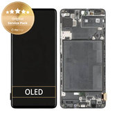 Schermo per Samsung A71 A715F, Prism Crush Black, Vetro touch con cornice, GH82-22152A, GH82-22248A, Genuine Service Pack