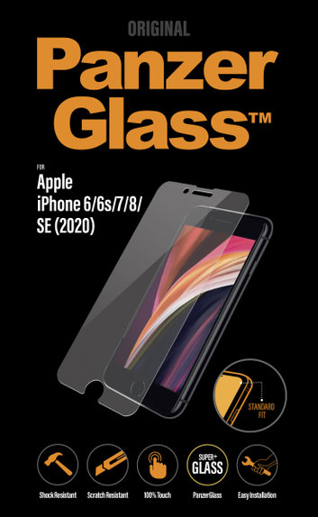 Vetro temperato Steard Fit per iPhone SE 2020, 8, 7, 6s, 6, Transparent, PanzerGlass