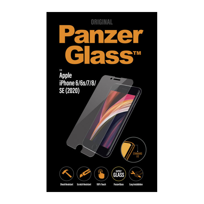 Vetro temperato Steard Fit per iPhone SE 2020, 8, 7, 6s, 6, Transparent, PanzerGlass