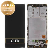 Schermo per Samsung A41 A415F, Prism Crush Black, Vetro touch con cornice, GH82-22860A, GH82-23019A, Genuine Service Pack