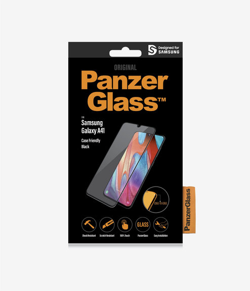 Vetro temperato Case Friendly per Samsung A41, Black, PanzerGlass