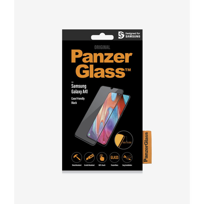 Vetro temperato Case Friendly per Samsung A41, Black, PanzerGlass