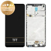 Schermo per Samsung A21s A217F, Black, Vetro touch con cornice, GH82-22988A, GH82-23137A, GH82-24641A, GH82-24642A, GH82-23089A, Genuine Service Pack