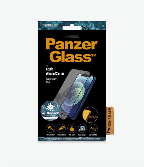 Vetro temperato Case Friendly AB per iPhone 12 mini, Black, PanzerGlass
