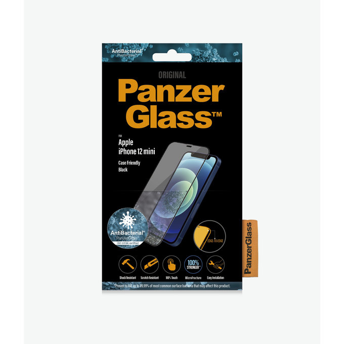 Vetro temperato Case Friendly AB per iPhone 12 mini, Black, PanzerGlass