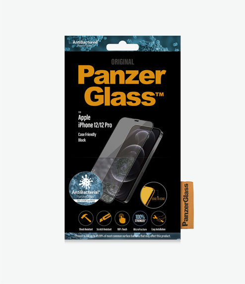 Vetro temperato Case Friendly AB per iPhone 12, 12 Pro, Black, PanzerGlass