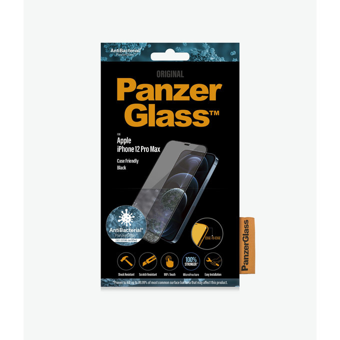Vetro temperato Case Friendly AB per iPhone 12 Pro Max, Black, PanzerGlass