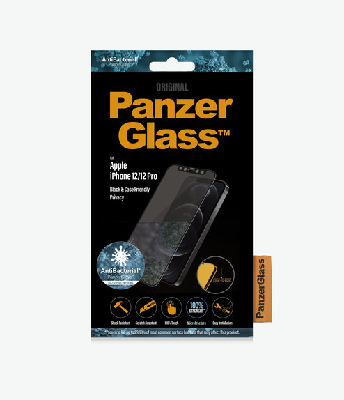 Vetro temperato Privacy Case Friendly AB per iPhone 12, 12 Pro, Black, PanzerGlass