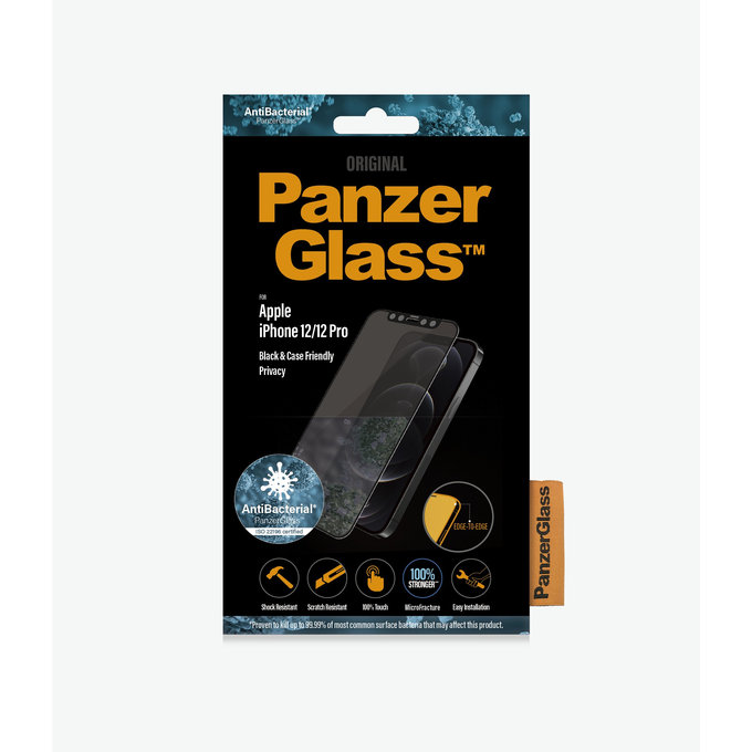 Vetro temperato Privacy Case Friendly AB per iPhone 12, 12 Pro, Black, PanzerGlass