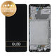 Schermo per Samsung A42 5G A426B, Prism Dot Black, Vetro touch con cornice, GH82-24375A, GH82-24376A, Genuine Service Pack