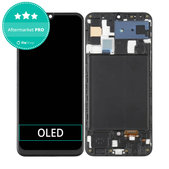 Schermo OLED per Samsung A50 A505F, Black, Vetro touch con cornice