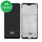 Schermo per Samsung A21s A217F, Black, Vetro touch con cornice