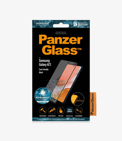 Vetro temperato Case Friendly AB per Samsung A72, Black, PanzerGlass
