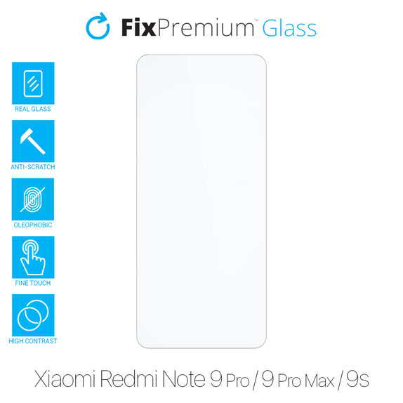 Vetro temperato per Xiaomi Redmi Note 9 Pro, 9 Pro Max, 9S, FixPremium