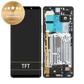 Schermo per Sony Xperia 1 II, Black, Vetro touch con cornice, A5019821A, Genuine Service Pack
