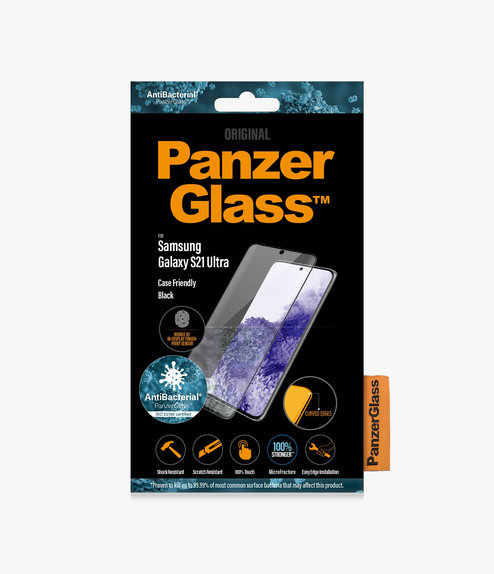 Vetro temperato Case Friendly AB per Samsung S21 Ultra, Fingerprint komp., Black, PanzerGlass