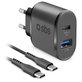 Adattatore di ricarica 18W USB e USB-C con cavo da USB-C a USB-C, Black, SBS