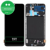 Schermo per Samsung A70 A705F, Black, Vetro touch con cornice