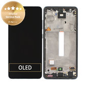 Schermo per Samsung A52 A525F, A526B, Awesome Black, Vetro touch con cornice, GH82-25524A, GH82-25526A, GH82-25754A, GH82-25602A, Genuine Service Pack