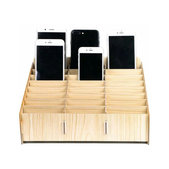 Supporto organizer universale in legno per telefoni con 24 scomparti