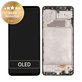 Schermo per Samsung A22 A225F, Black, Vetro touch con cornice, GH82-25944A, GH82-26047A, Genuine Service Pack