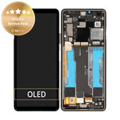 Schermo per Sony Xperia 10 III, Black, Vetro touch con cornice, A5034092A, Genuine Service Pack