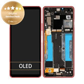 Schermo per Sony Xperia 10 III, Pink, Vetro touch con cornice, A5034095A, Genuine Service Pack