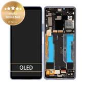 Schermo per Sony Xperia 10 III, Blue, Vetro touch con cornice, A5034094A, Genuine Service Pack