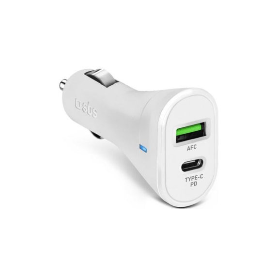 Caricatore da auto USB-C PowerDelivery 20W e USB 18W, White, SBS