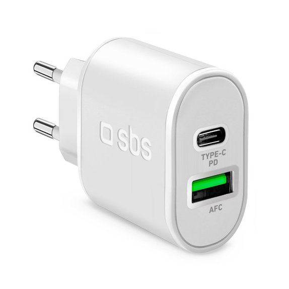 Adattatore di ricarica 20W USB e USB-C, White, SBS