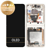 Schermo per Samsung Z Flip 3 F711B, Cream, Vetro touch con cornice, GH82-27243B, GH82-27244B, Genuine Service Pack