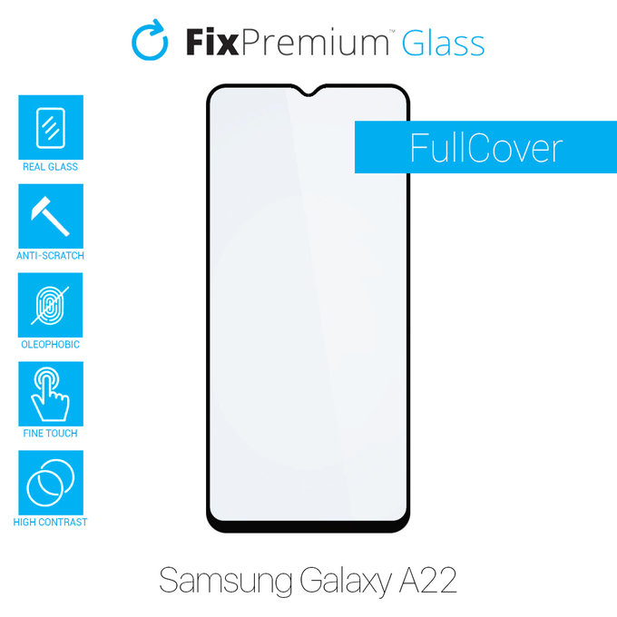 Vetro temperato FullCase per Samsung A22, FixPremium